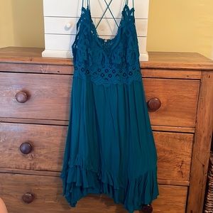 NWT Free People Adella Slip Dress Green Teal